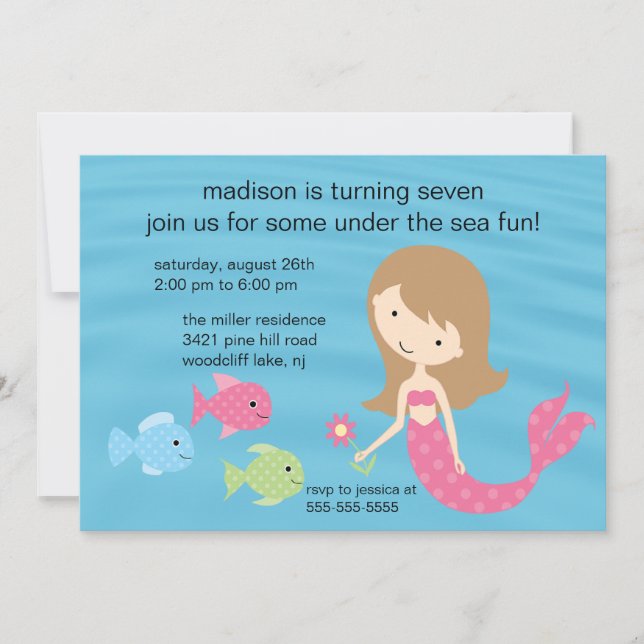 Invitación al cumpleaños de Sirena (Anverso)
