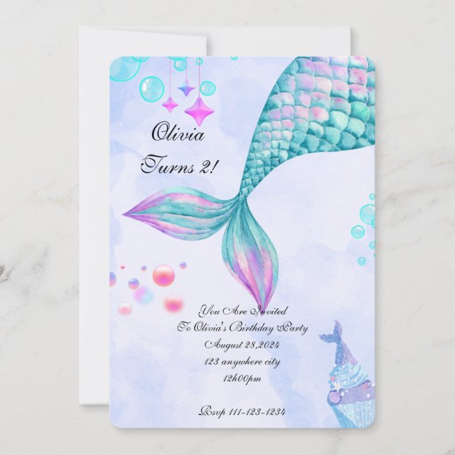 Invitación al cumpleaños de Sirena (Anverso)