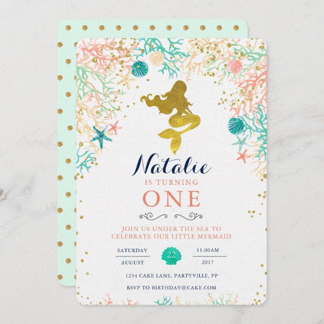 Invitación al cumpleaños de Sirena (Anverso / Reverso)