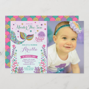 Invitación al cumpleaños de Sirena bajo el Fiesta 