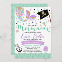 Invitación Al Cumpleaños De Sirena Y Pirata