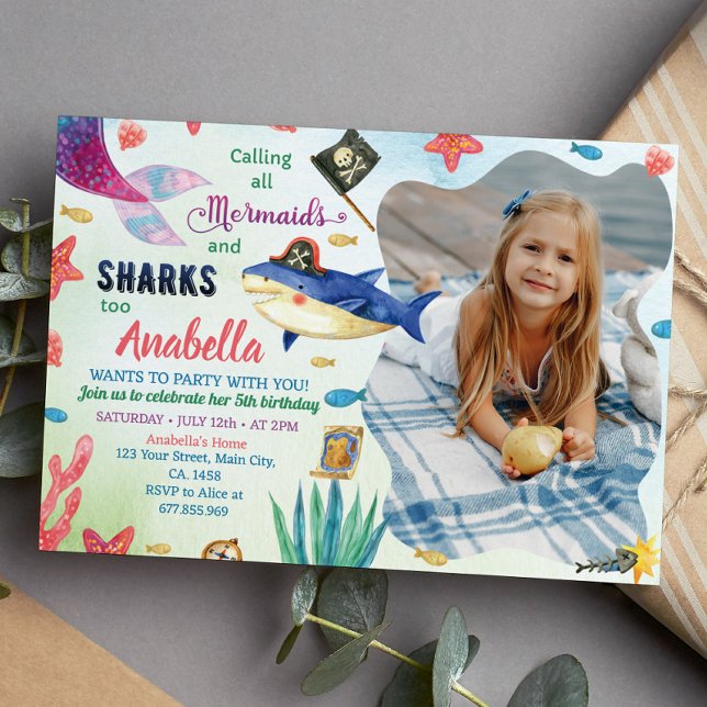 Invitación al cumpleaños de Sirena y Piratas (Subido por el creador)