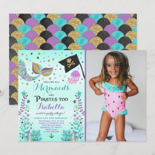 Invitación Al Cumpleaños De Sirenas Y Piratas