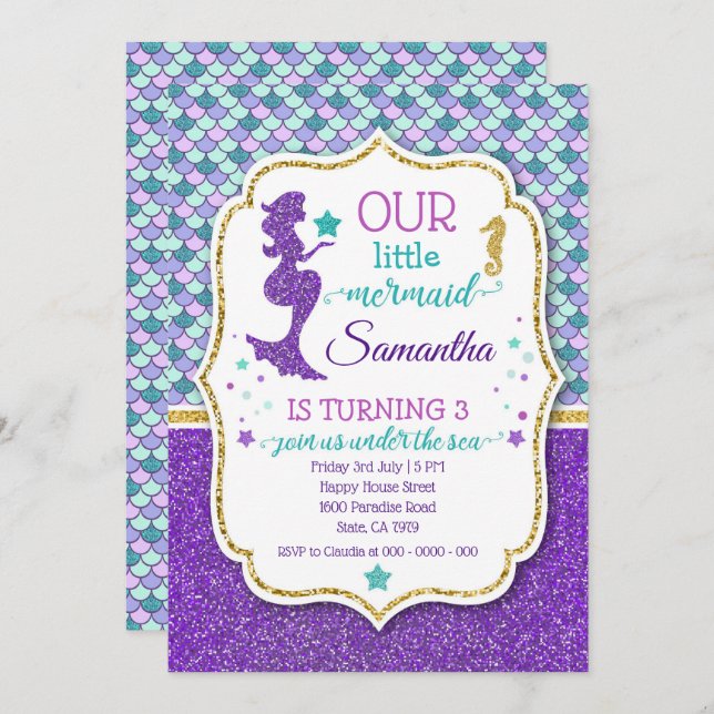 Invitación al cumpleaños de sirvienta con efecto P (Anverso / Reverso)