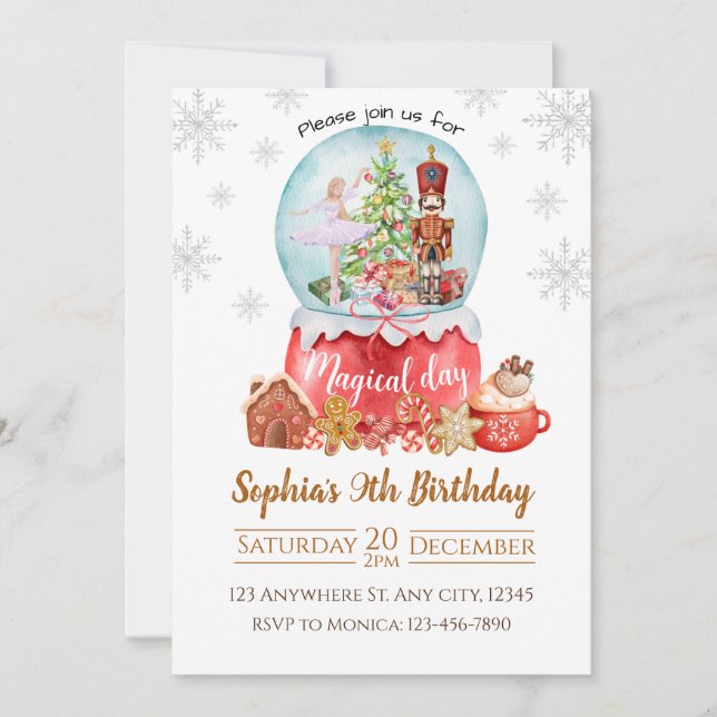 Invitación al cumpleaños de Snowball Nutcracker (Anverso)
