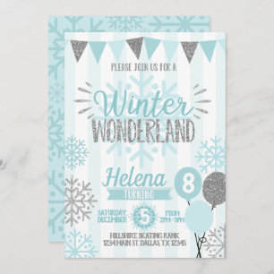 Invitación al cumpleaños de Snowflake en Winter Wo