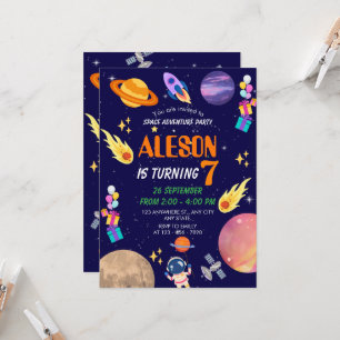 Invitación al cumpleaños de Space Adventure para n
