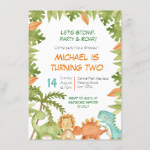 Invitación al cumpleaños de Stomp Chomp Roar Dino