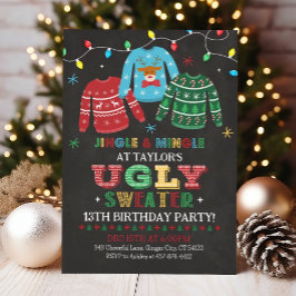 Invitación al cumpleaños de suéter fea, suéter fea