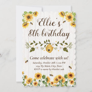 Invitación al cumpleaños de Sunflower y Bee