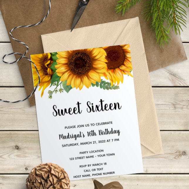 Invitación al cumpleaños de Sweet Sunflower (Subido por el creador)