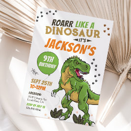 Invitación al cumpleaños de T-Rex Boy Dinosaur