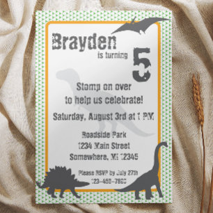 Invitación al cumpleaños de T-Rex Dinosaur