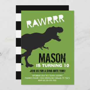 Invitación al cumpleaños de T Rex Dinosaur Boy