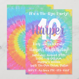 Invitación al cumpleaños de Tie Dye Invitación al