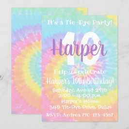Invitación al cumpleaños de Tie Dye Invitación al