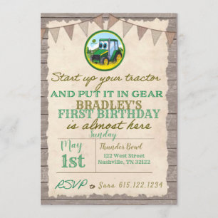 Invitación al cumpleaños de Tractor
