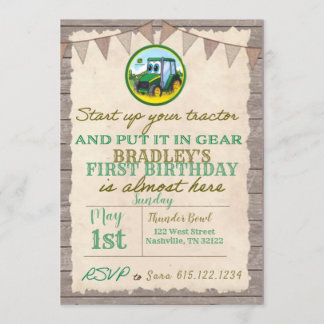 Invitación al cumpleaños de Tractor