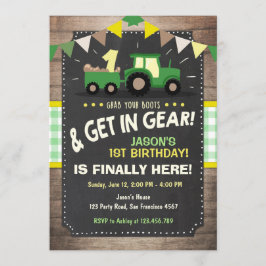 Invitación al cumpleaños de Tractor fiesta Granja 