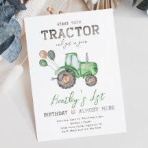 Invitación al cumpleaños de Tractor | Invitación a