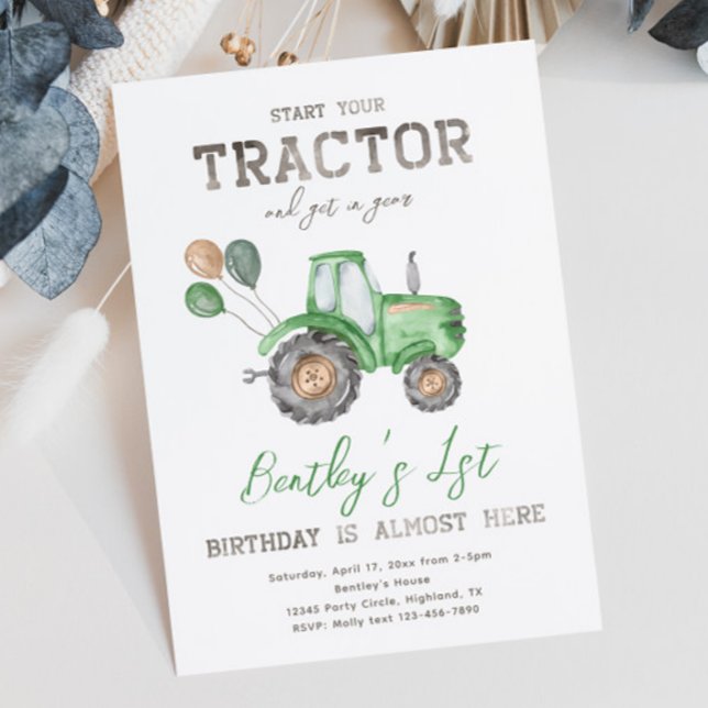 Invitación al cumpleaños de Tractor | Invitación a (Subido por el creador)