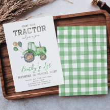 Invitación al cumpleaños de Tractor | Invitación a