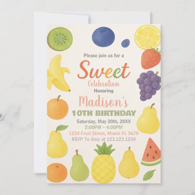 Invitación al cumpleaños de Tutti Frutti (Anverso)