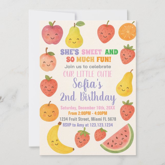 Invitación al cumpleaños de Tutti Frutti (Anverso)