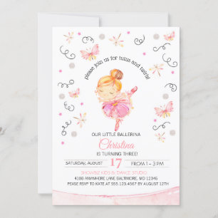 Invitación al cumpleaños de Tutu y Twirls Ballerin