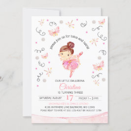 Invitación al cumpleaños de Tutu y Twirls Ballerin