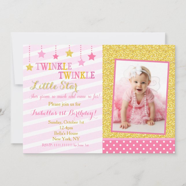 Invitación al cumpleaños de Twinkle Little Star (Anverso)
