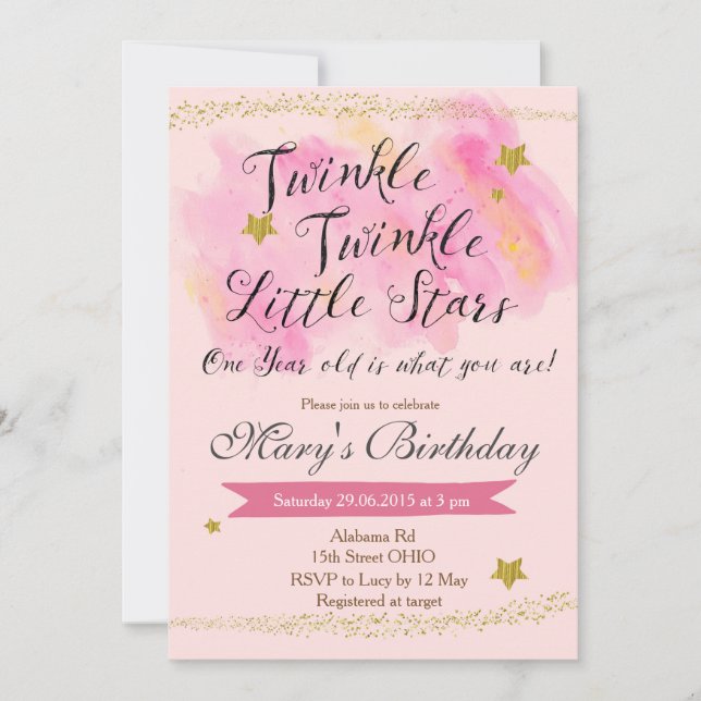 Invitación al cumpleaños de Twinkle Little Star Ch (Anverso)