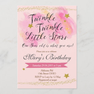 Invitación al cumpleaños de Twinkle Little Star Ch
