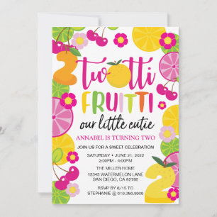 Invitación al cumpleaños de Twotti Fruitti