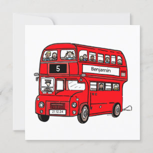 Invitación al cumpleaños de un autobús de Londres