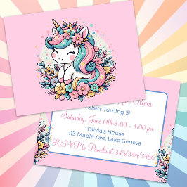 Invitación al cumpleaños de un Chica de Unicornio