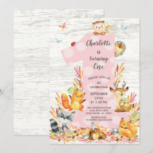 Invitación al cumpleaños de un Chica Rustic Wood W