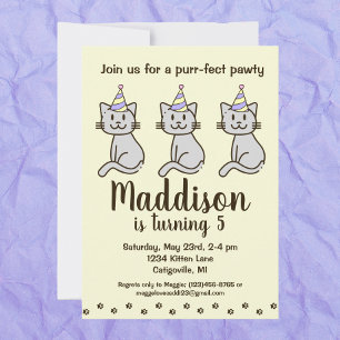 Invitación al cumpleaños de un gato kittino