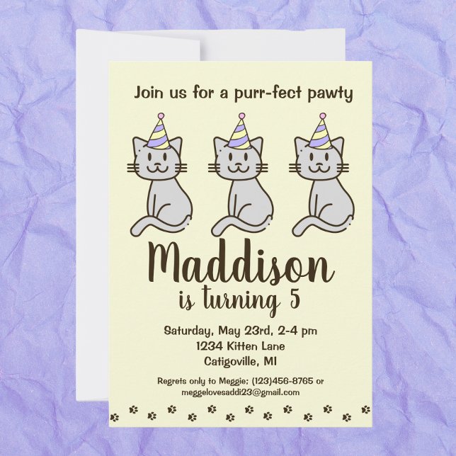 Invitación al cumpleaños de un gato kittino (Subido por el creador)