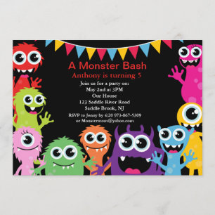 Invitación al cumpleaños de un monstruo bash para 