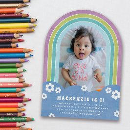 Invitación al cumpleaños de un niño con arco iris 