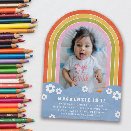 Invitación al cumpleaños de un niño con arcoiris f