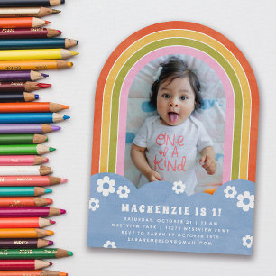 Invitación al cumpleaños de un niño con arcoiris f