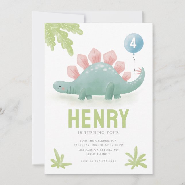 Invitación al cumpleaños de un niño con un globo d (Anverso)