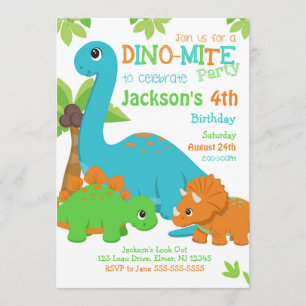 Invitación al cumpleaños de un niño dinosaurio / F