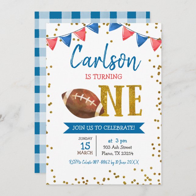 Invitación al cumpleaños de un niño en un partido  (Anverso / Reverso)