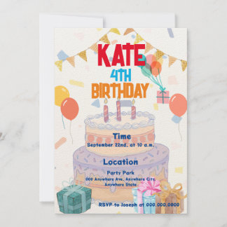 Invitación al cumpleaños de un niño Fiesta colorid