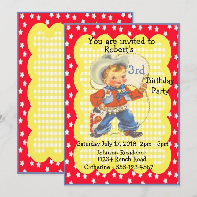 Invitación al cumpleaños de un niño-niña Fiesta oc (Anverso / Reverso)