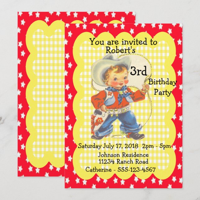 Invitación al cumpleaños de un niño-niña Fiesta oc (Anverso / Reverso)