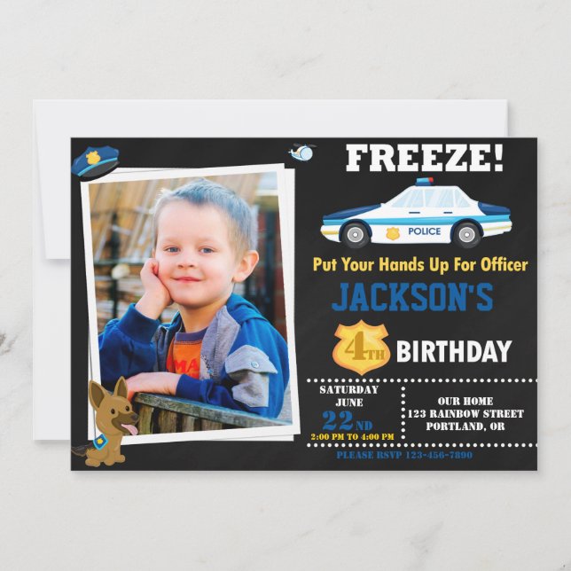 Invitación al cumpleaños de un oficial de policía  (Anverso)